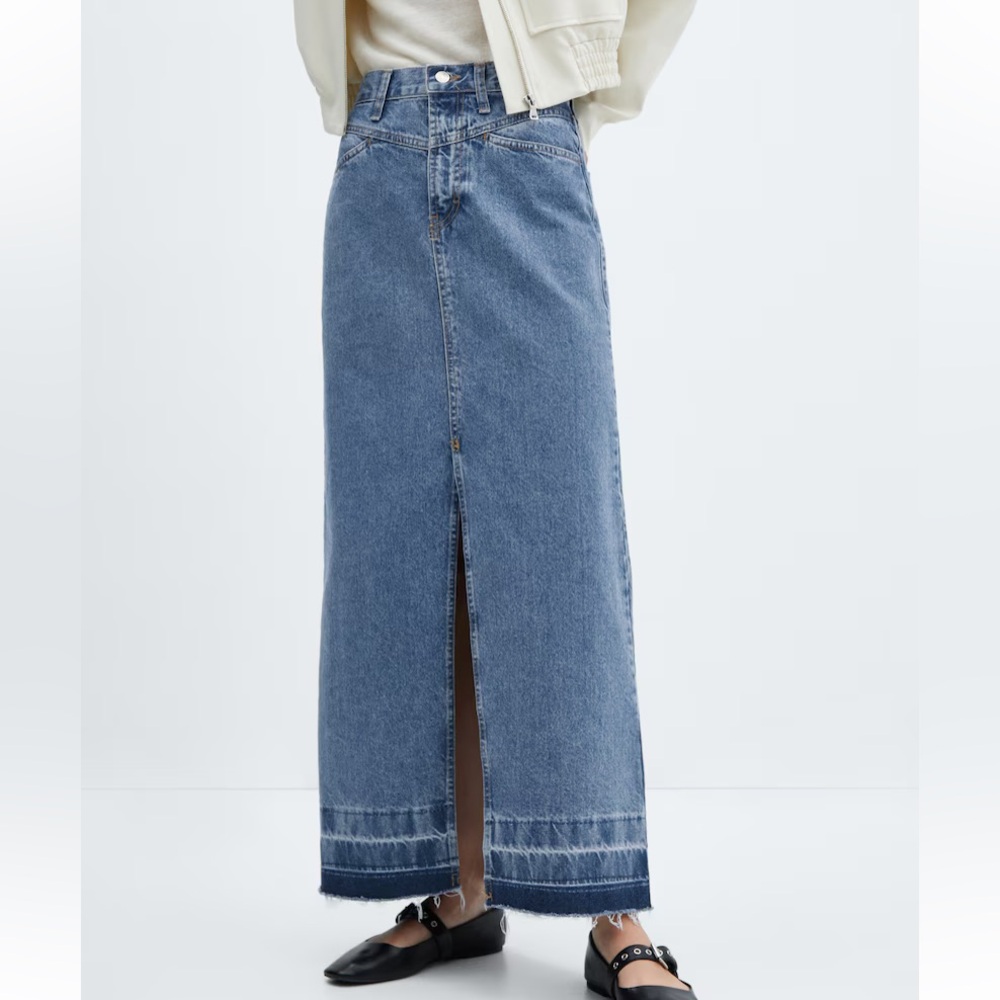 Mango Blue Denim Maxi Skirt